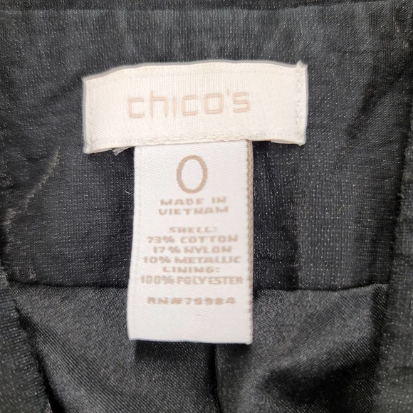 Chicos Jacket Womens 0 S/4 Black Blazer Coat‎ Classic Pockets Collar Button Up - Picture 9 of 13